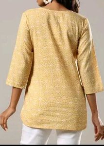 Yellow Printed short Kurti