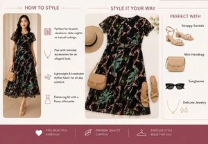 Korean Floral Dress | Elegant Flowy Midi Dres