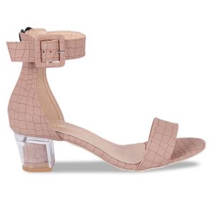Blush Nude Block Heels with Transparent Heel
