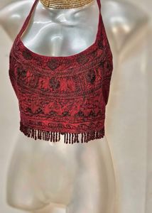 Maroon 🪡 Embroidered Bralette Y2k Style