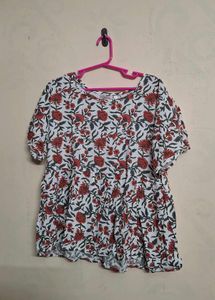 white floral peplum top