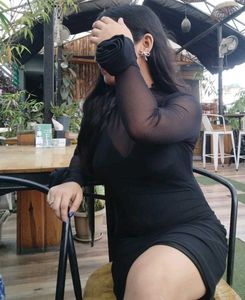 Chic Black Sheer Neckline Dress
