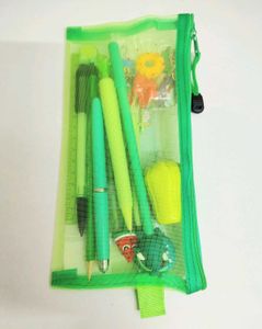 Cute Green Stationery Mix with Pencil Pouch