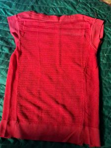 Red Textured Knit Top