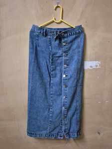 Denim Button-Up Midi Skirt