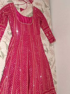 Stunning Pink Sequined long frock