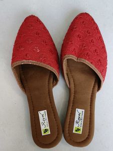 Red Embroidered Juttis - Royal Collection