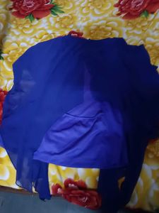 Stylish Blue Sheer Overlay Top
