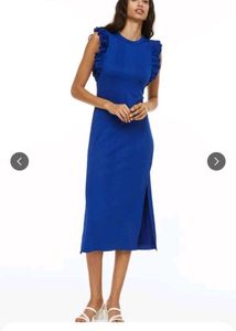 Royal Blue Ruffle Sleeve Midi Dress