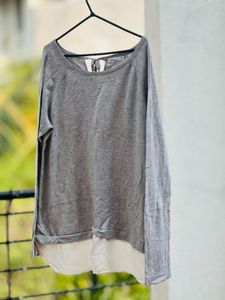 Gray Long Sleeve Layered Tunic Top