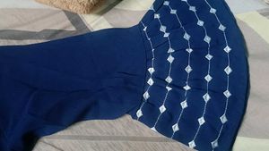 Stylish Navy Blue short Kurti with Accents