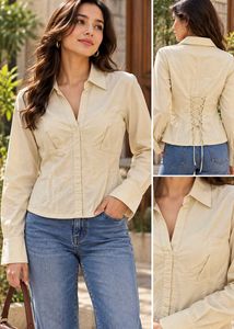 Cream Corset Back Shirt