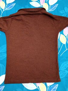 Classic Brown Polo Neck Top