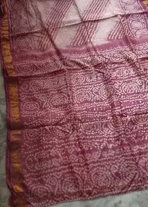 Brand New bandhani cotton silk saree set