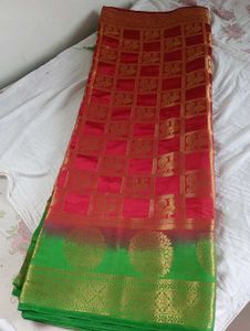 Brand New Traditional Red &amp; Green Silk Saree