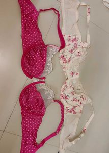 Lot of 2 Bras - Pink Polka Dot & Floral Print