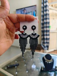 Trendy Chic Black Dangle Earrings
