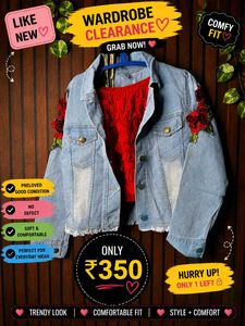Stylish Denim Jacket with Rose Embroidery