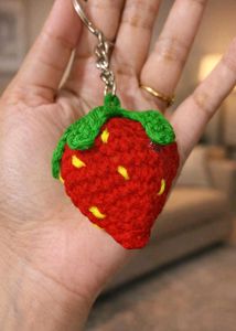 Handmade Crochet Strawberry Keychain