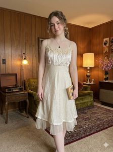 Vintage Cream Lace Slip Dress