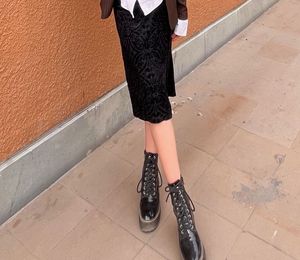 Black Velvet Printed Ethnic Skirt
