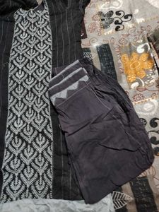Elegant Black Kurta with White Embroidery