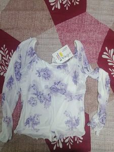 Sheer Floral Print Long Sleeve Top