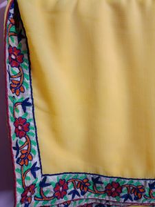 Embroidered Parrot &amp; Floral Saree with Blouse