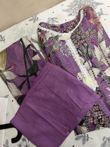 Elegant Purple Floral Kurta Set