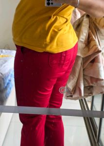 Vibrant Red Skinny Fit Pants