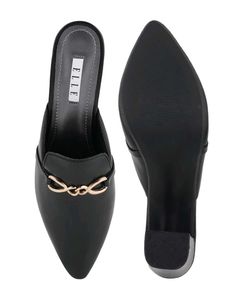 Chic Black Loafers with Gold Accent