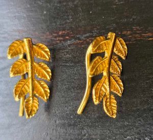 Elegant Gold Leaf Earrings SS925