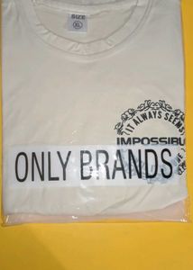Cream Graphic Print Brand New T shirt (XL)