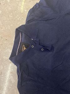 Navy Blue Patterned Polo Shirt