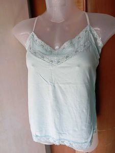 Light Blue Lace Trim Camisole