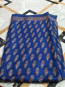 Beautiful Blue Saree with Golden Print