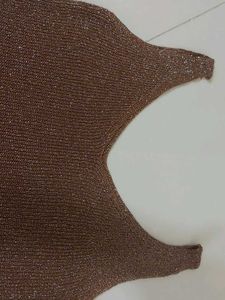 Sparkly Brown V-Neck Tank Top
