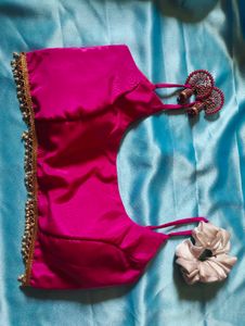 pink blouse with lace padded