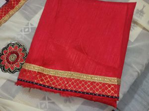 Beautiful Red &amp; Cream Designer Saree ❤️✨