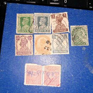 7 Vintage British India Postage Stamps Collection
