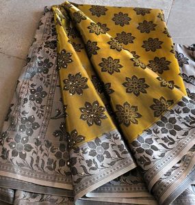 Elegant Olive Floral Saree