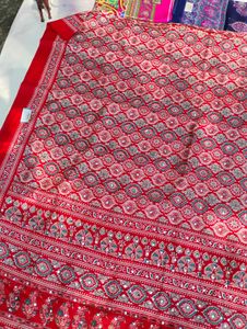 Red Embroidered Saree MIRROR MODAL