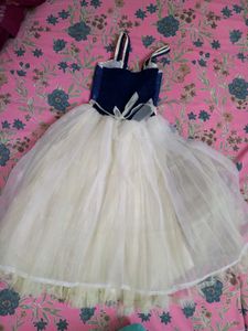 Girls' Blue &amp; White Party Dress