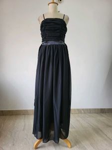 Elegant Black Ruched Maxi Dress
