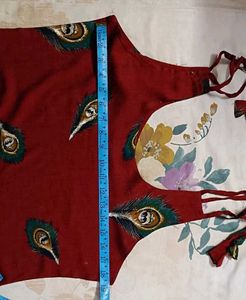 Boho Chic Peacock Feather Print Maroon Kurti