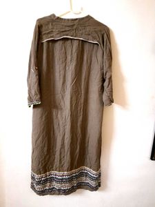 Brown V-Neck Kurta