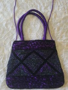 Vintage Beaded Purple Clutch Bag