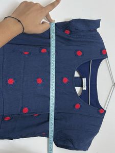 Navy Blue Polka Dot Maxi Dress