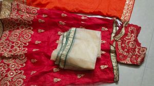 Orange &amp; Red Lehenga Choli Set