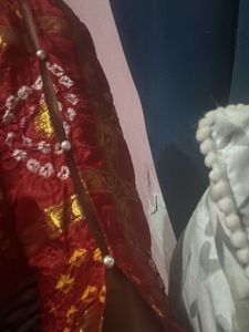 Beautiful Red Bandhani Banarsi kurti